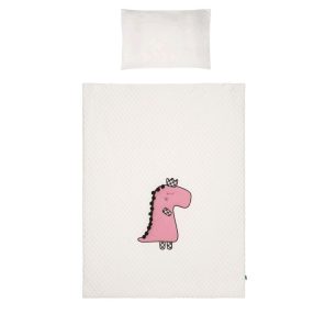   3-részes ágyneműgarnitúra Belisima Dino 3D 90/120 krémszínű-rózsaszín