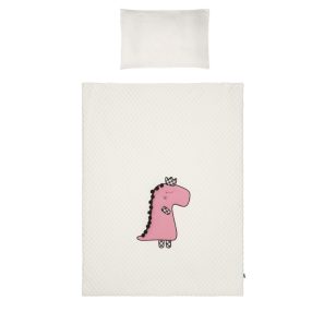   5-részes ágyneműgarnitúra Belisima Dino 3D 100/135 krémszínű-rózsaszín