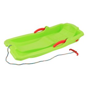 Műanyag lapos szánkó fékekkel Baby Mix KAROL zöld