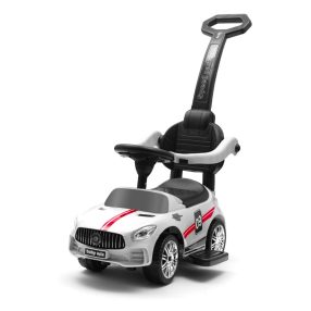 Zenélő bébitaxi vezetőrúddal Baby Mix RACER fehér