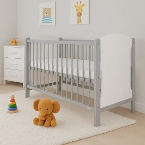 Gyerek kiságy New Baby ELSA fehér-szürke