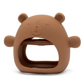 Szilikon kézi rágóka maci New Baby karamellbarna