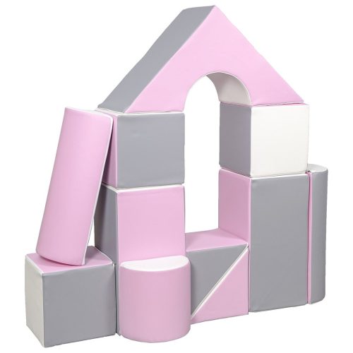 Habkockák – óriási építőkészlet 11 db white-light pink-grey